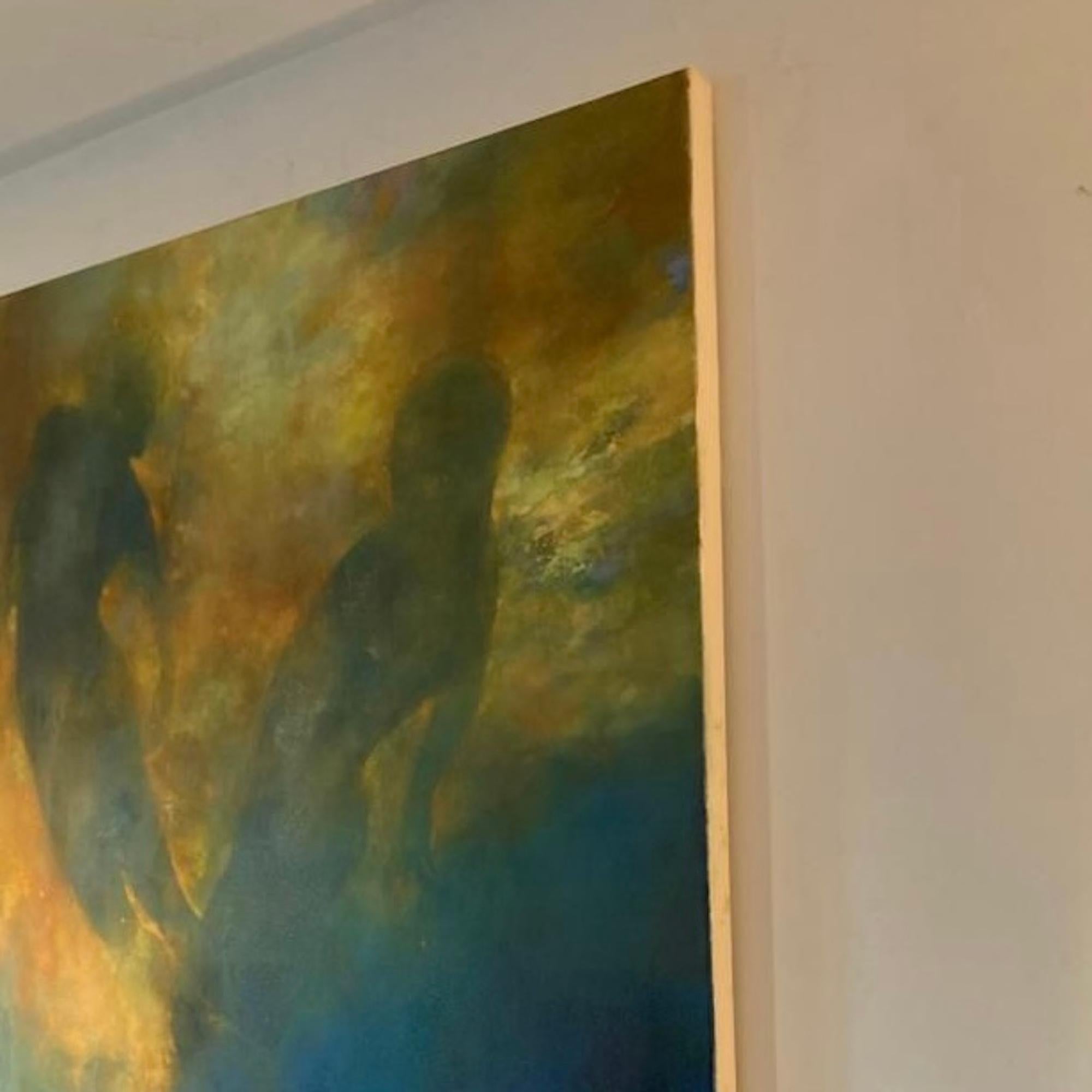Niebla de luz, Pintura figurativa, Arte subacuático, Arte azul, Arte amarillo, Etéreo - Figurative Painting Azul de Bill Bate