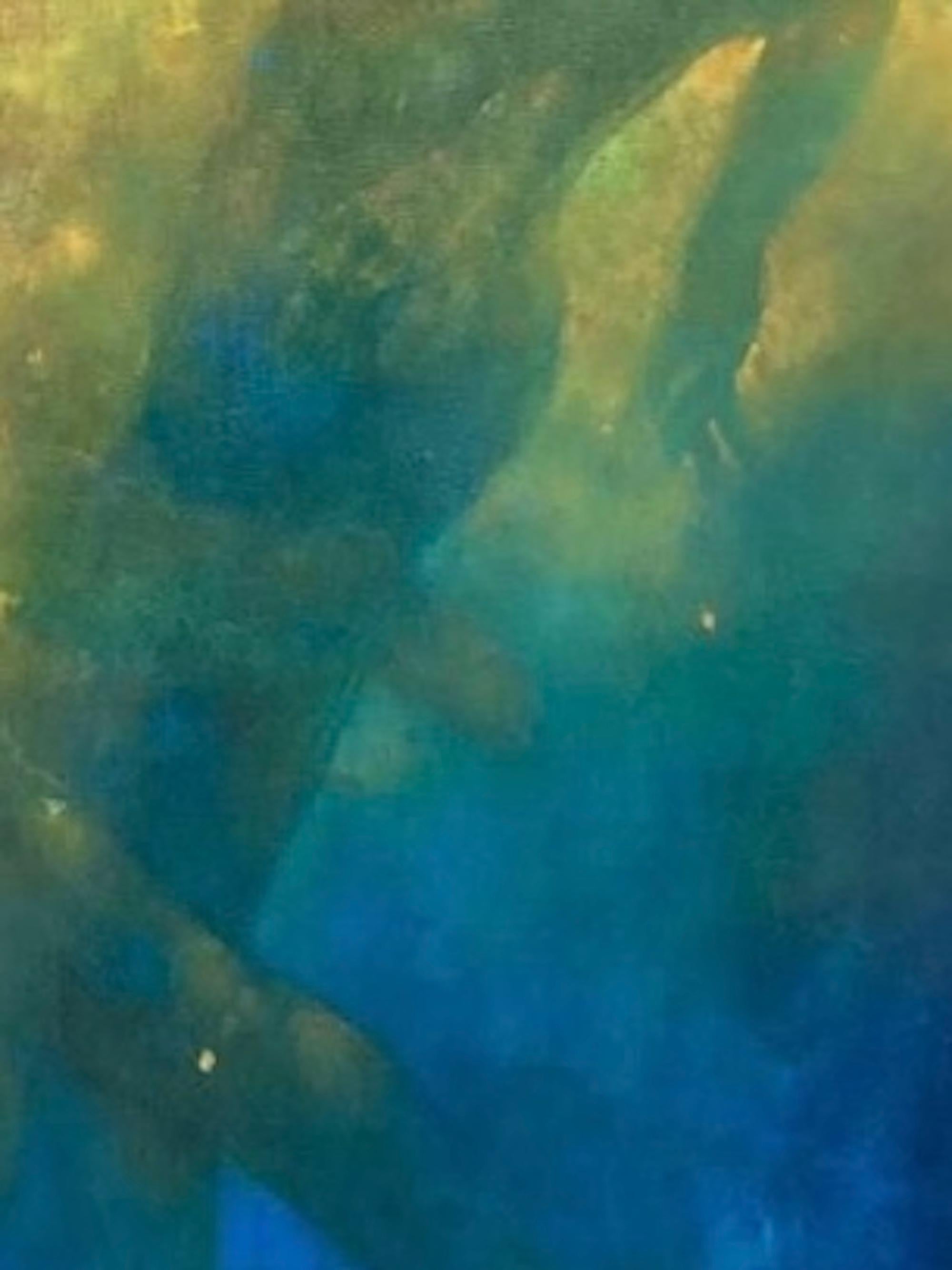 Light Haze, Figurative Painting, Underwater Art, Blue Art, Yellow Art, Ethereal For Sale 4