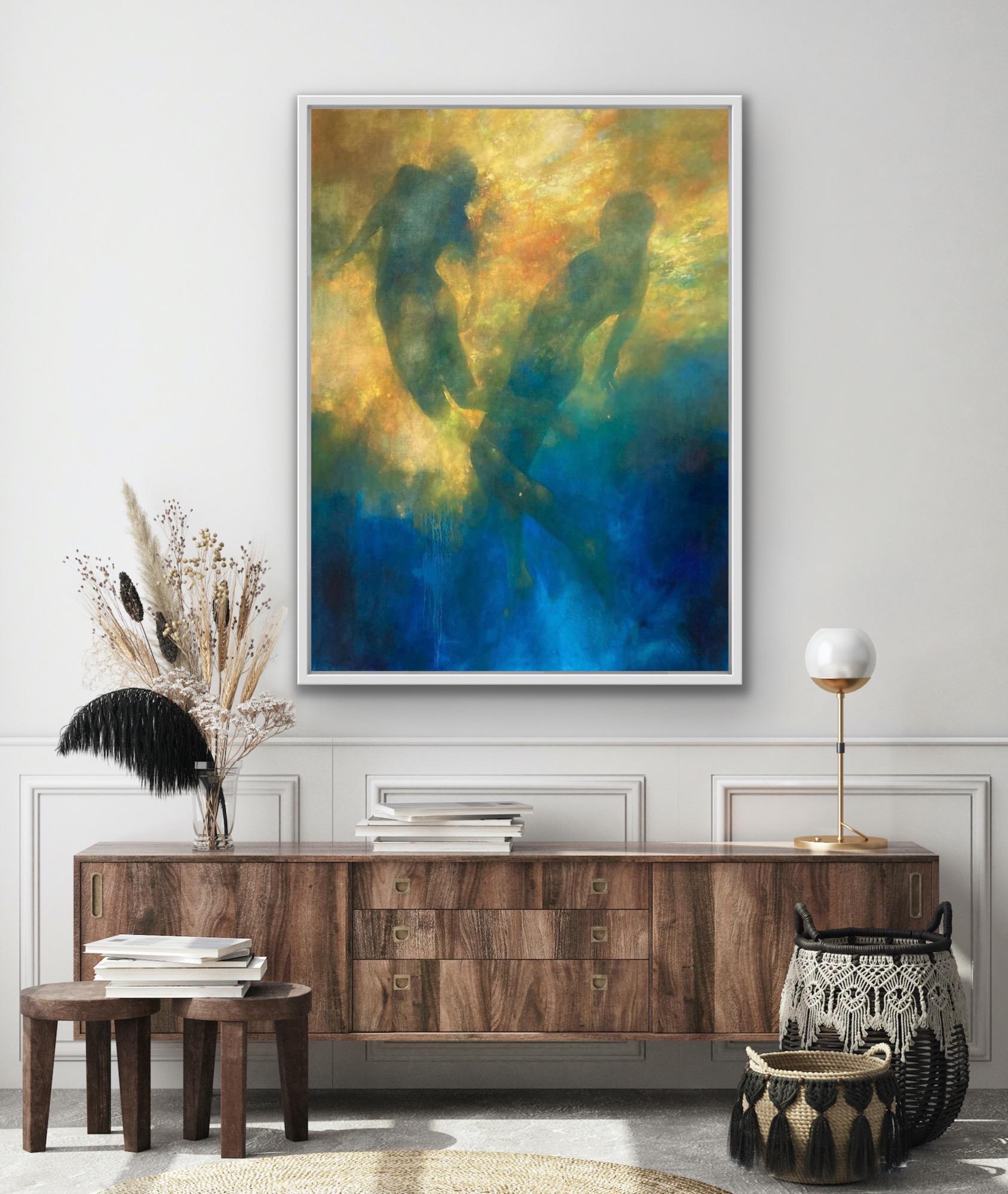 Light Haze, Figurative Painting, Underwater Art, Blue Art, Yellow Art, Ethereal For Sale 6