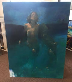 Morphosis II underwater painting , blue painting , sea painting, people painting