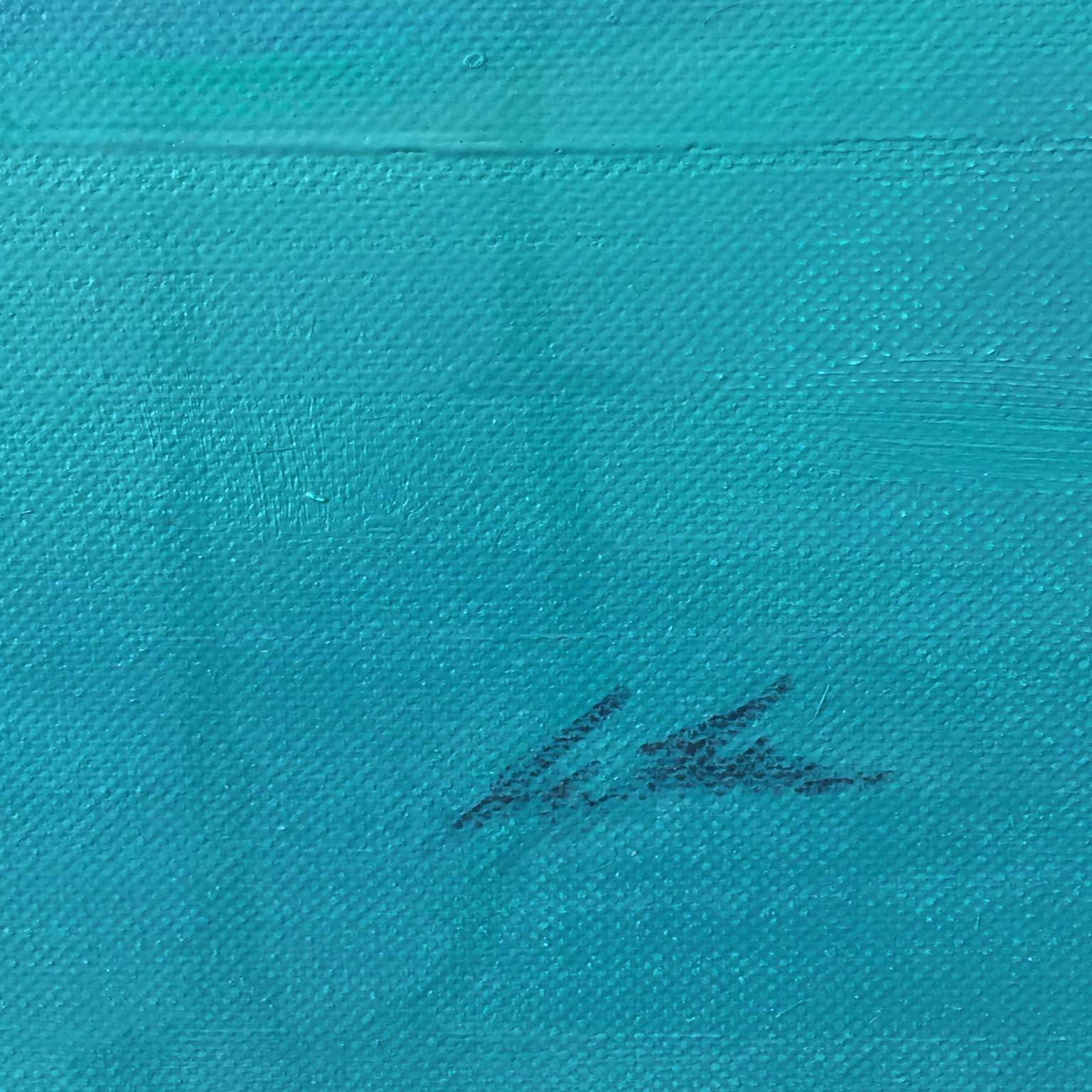 Morphosis II underwater painting , blue painting , sea painting, people painting For Sale 1