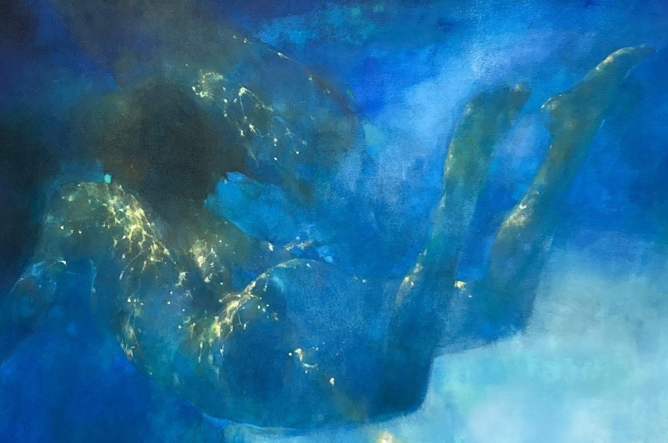 Figure dell'oceano - Nudi atmosferici e ultraterreni: Dipinti a olio su tela - Painting Contemporaneo di Bill Bate