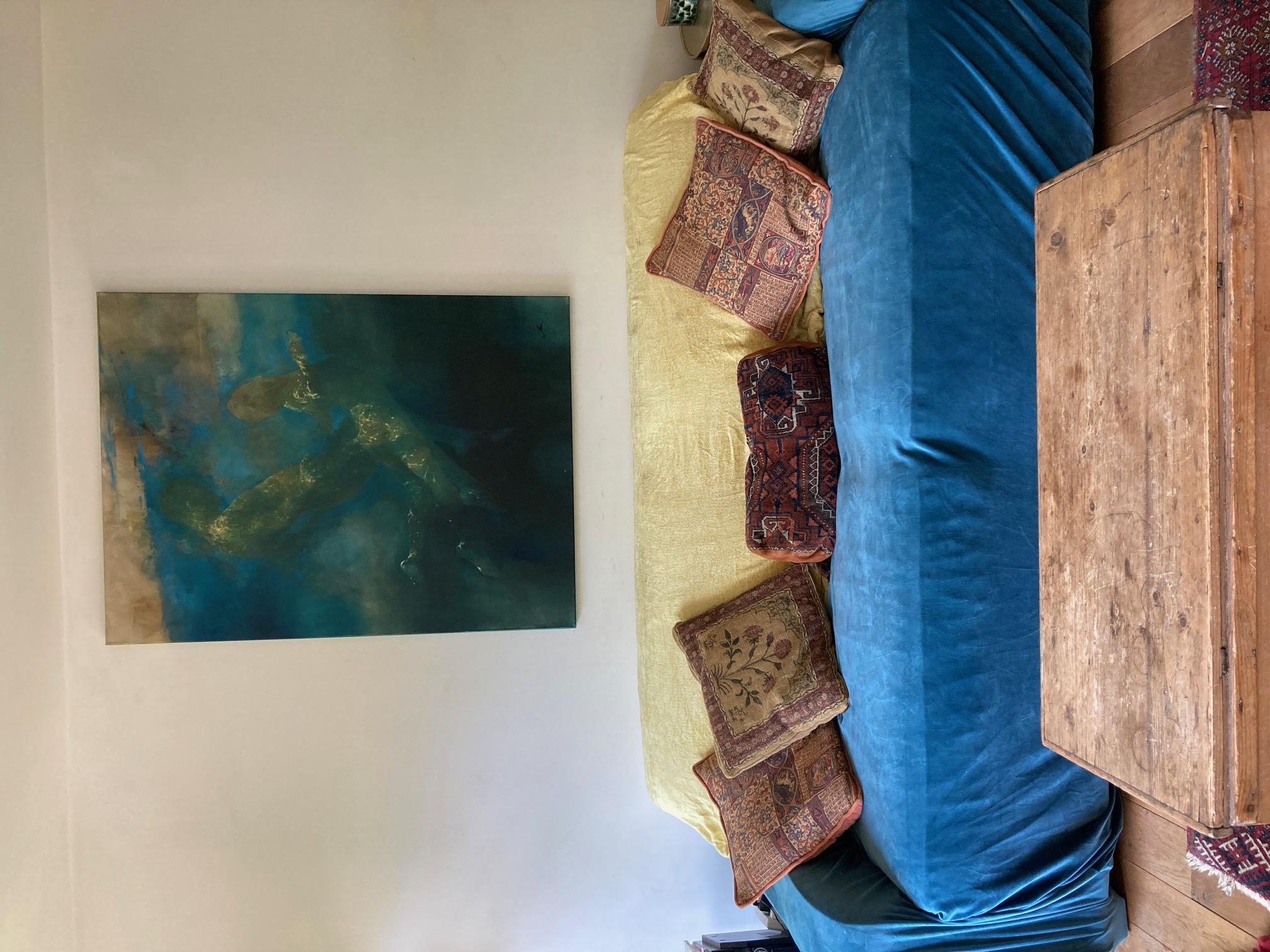 Nuotatori dell'oceano - Atmosferico, ultraterreno: Pittura a olio su tela - Painting di Bill Bate