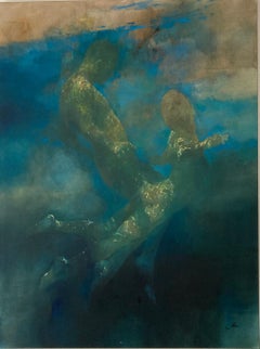 Ocean Swimmers - Atmospheric, Other-worldly: Ölgemälde auf Leinwand