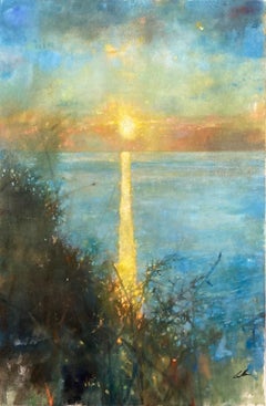 Sea View at Tresaith - Atmospheric, Other-worldly: Oil Paint on Canvas
