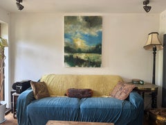 Sundown at Maesycrugiau, original painting, contemporary, abstract, landscape