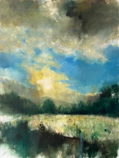 Sundown at Maesycrugiau, original painting, contemporary, abstract, landscape