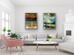 Sundown at Maesycrugiau & Sunset at Tresaith, diptych, original painting