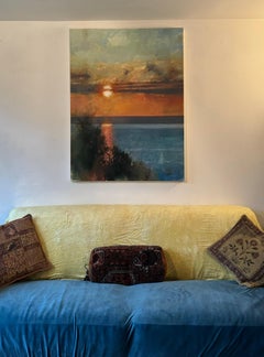 Sundown at Mortehoe, original painting, landscape, contemporary
