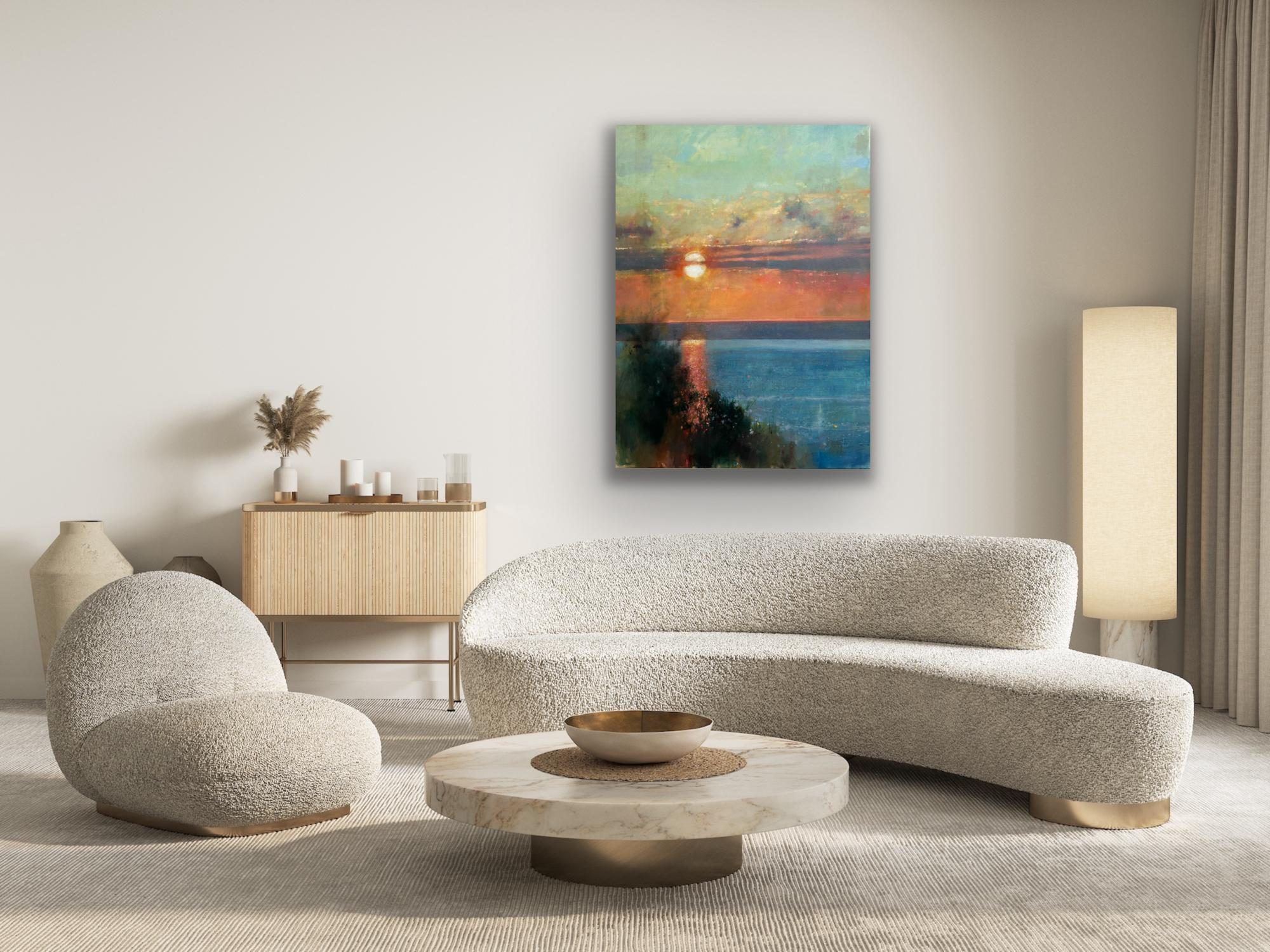 Sundown at Mortehoe, peinture originale, paysage, Contemporary en vente 5