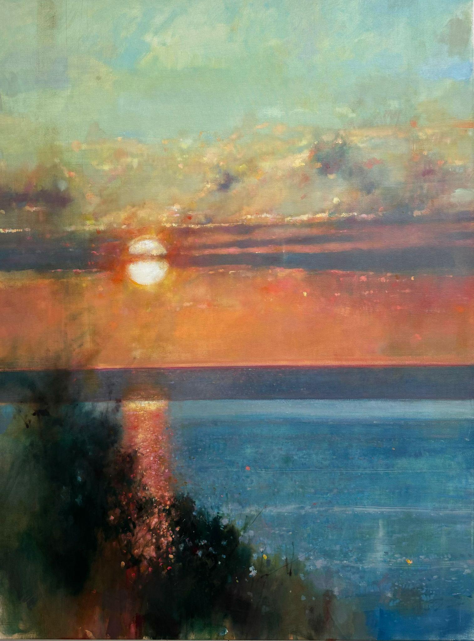 Sundown at Mortehoe, peinture originale, paysage, Contemporary - Painting de Bill Bate