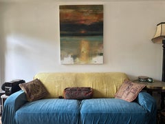 Sunset at Tresaith, original painting, landscape, contemporary