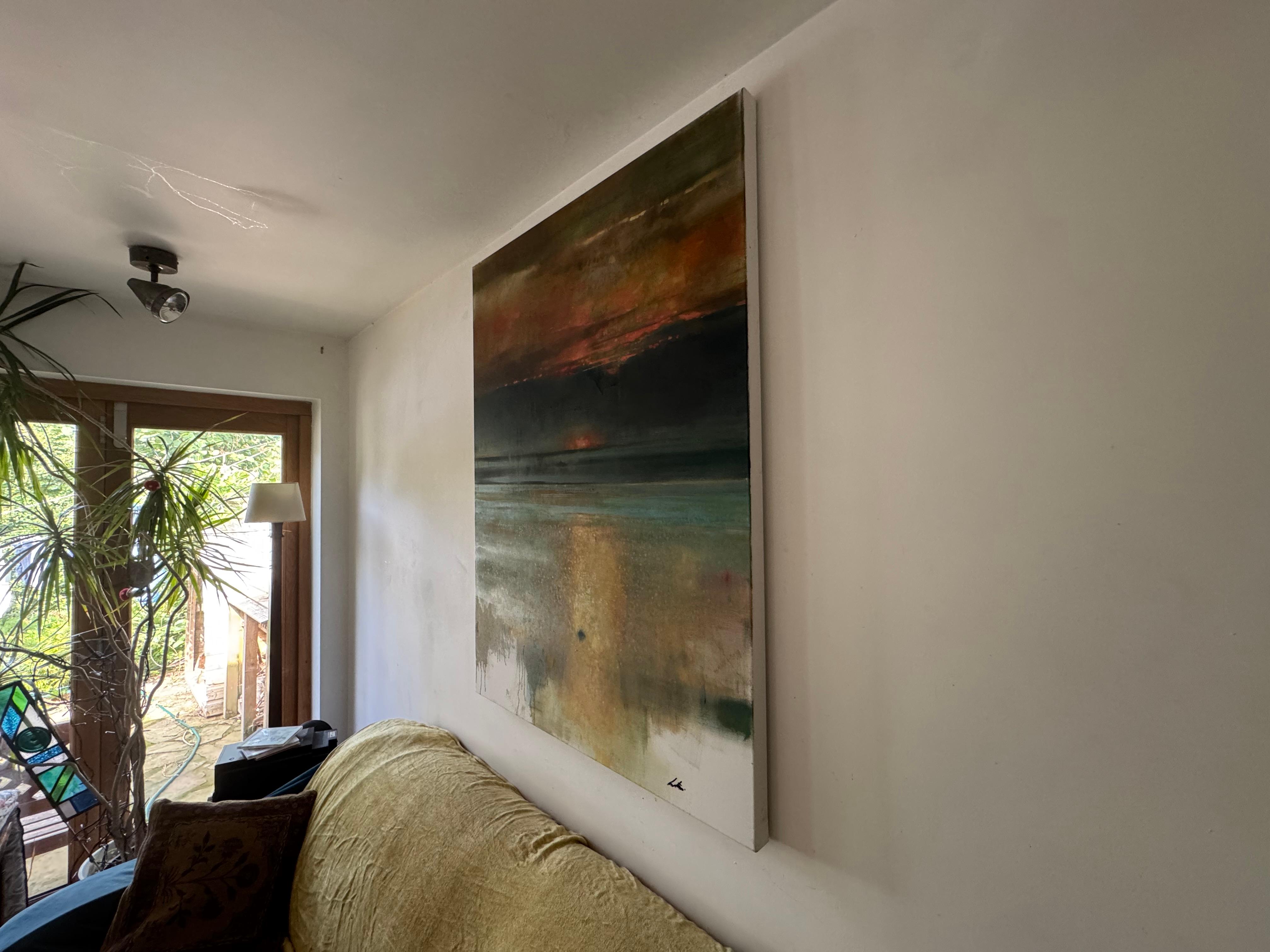 I am inspired by the beauty and power of the Sun. This is a view from the Welsh coast at Tresaith and I loved the luminosity of the sea against the backdrop of sunset and clouds.

Additional information:
Oil Paint on Canvas
122 H x 92 W x 3.8 D cm