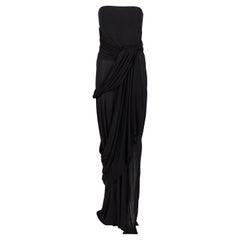 Bill Blass 1970s Maxi Dress nero senza spalline e drappeggiato