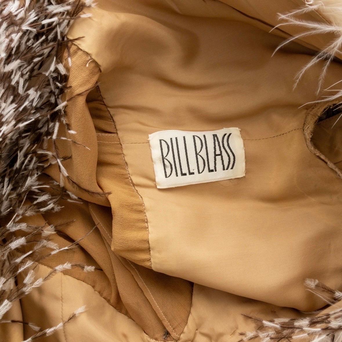 Bill Blass, robe de soirée fendue en soie beige et plumes d'autruche, 1979 en vente 6