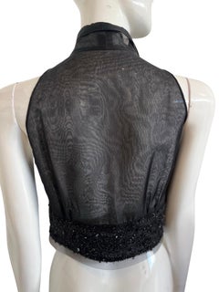 1980s Bill Blass Beaded Sheer Organza Waistcoat