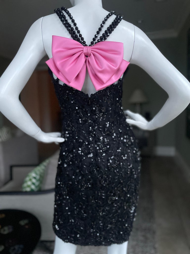 Documented 1974 Bill Blass Red Sequin Snakeskin Print Halter Dress