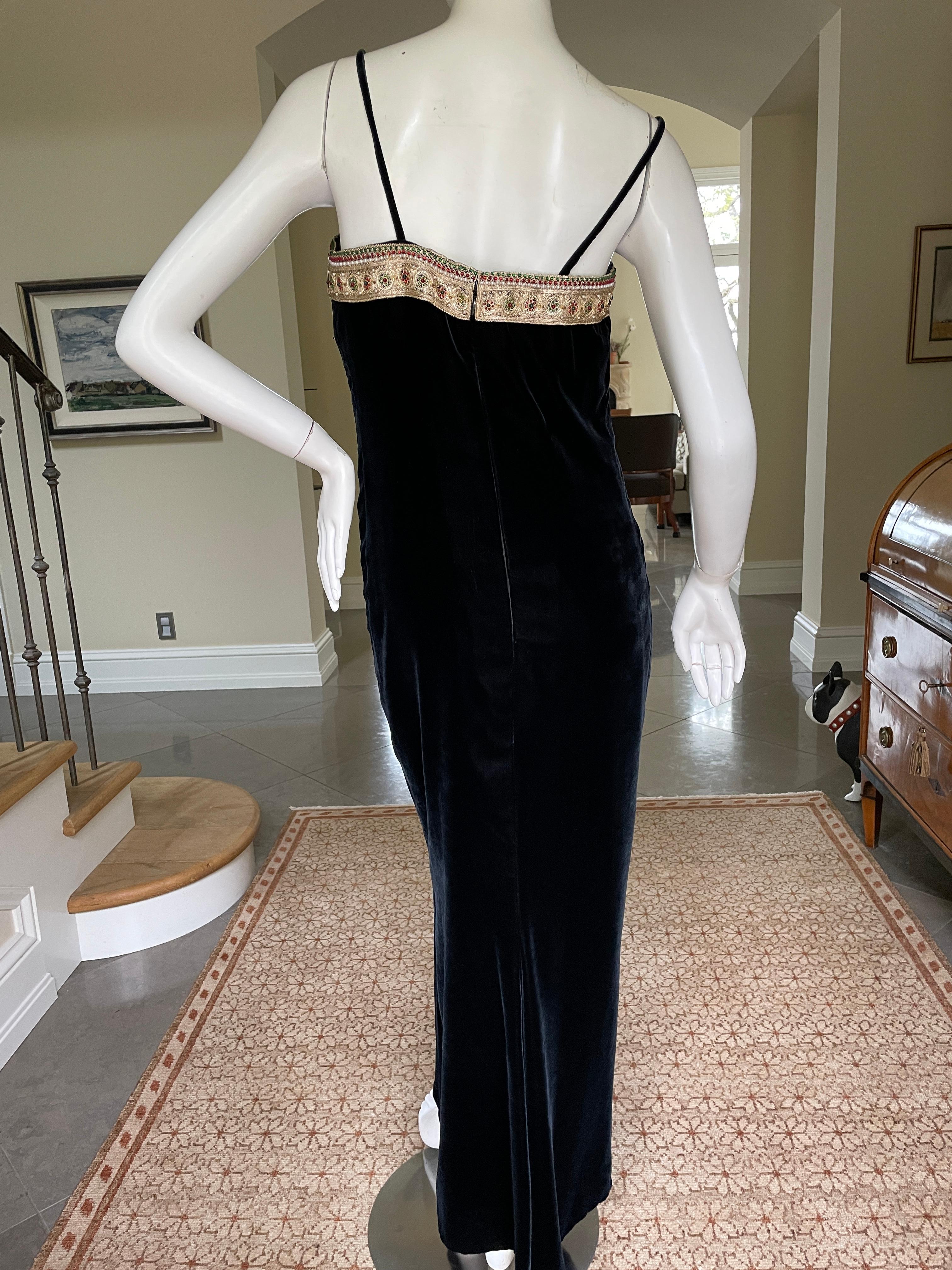 Bill Blass 1980's Black Velvet Dress with Gold and Jewel Embellishments  For Sale 4
