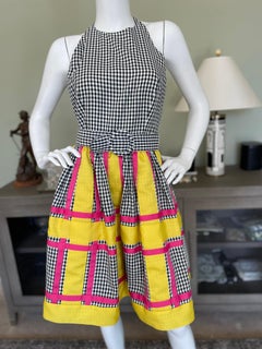 Bill Blass 1980's Gingham Print Halter Dress