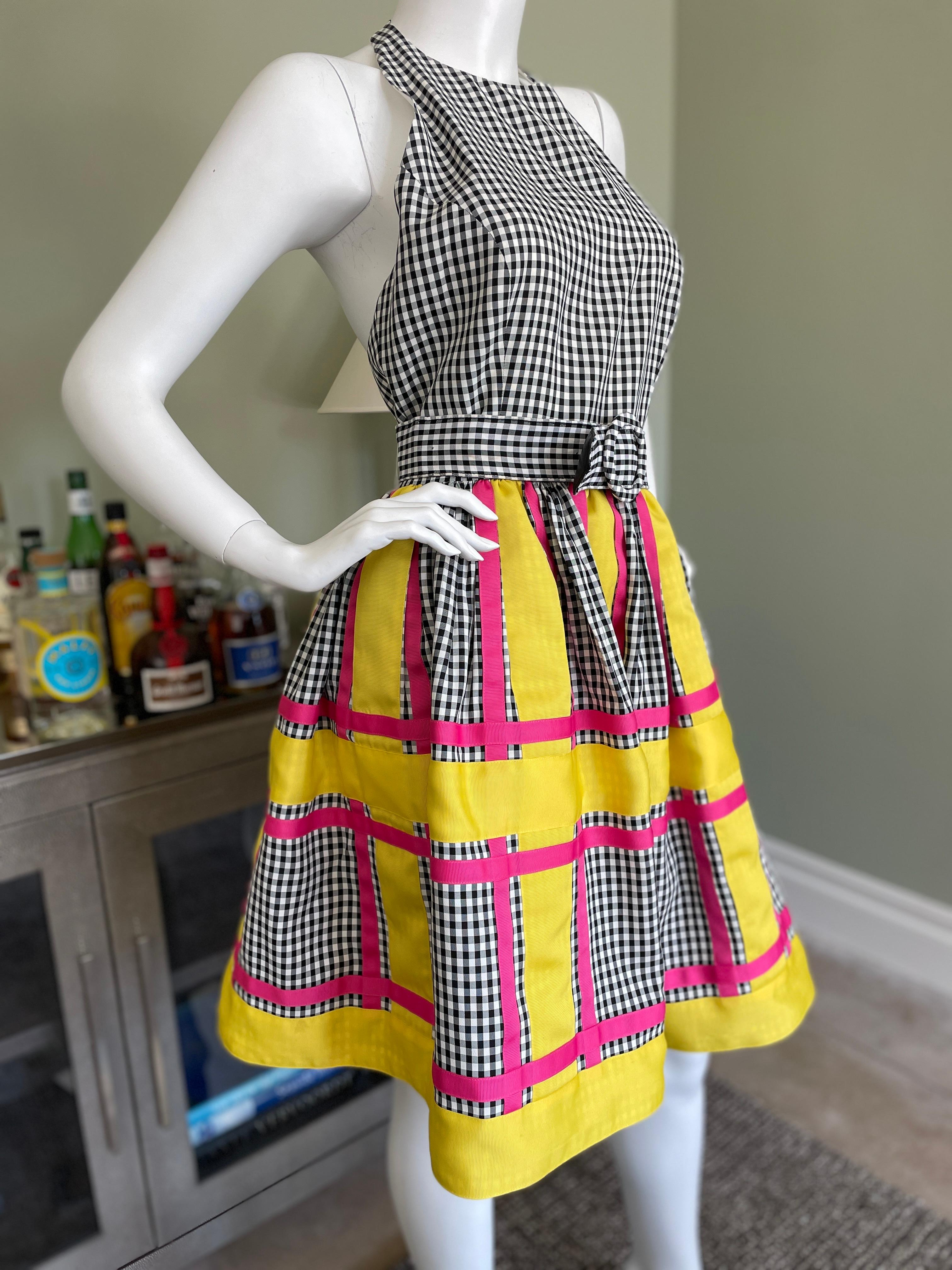 Bill Blass 1980's Gingham Print Halter Dress In Excellent Condition For Sale In Cloverdale, CA