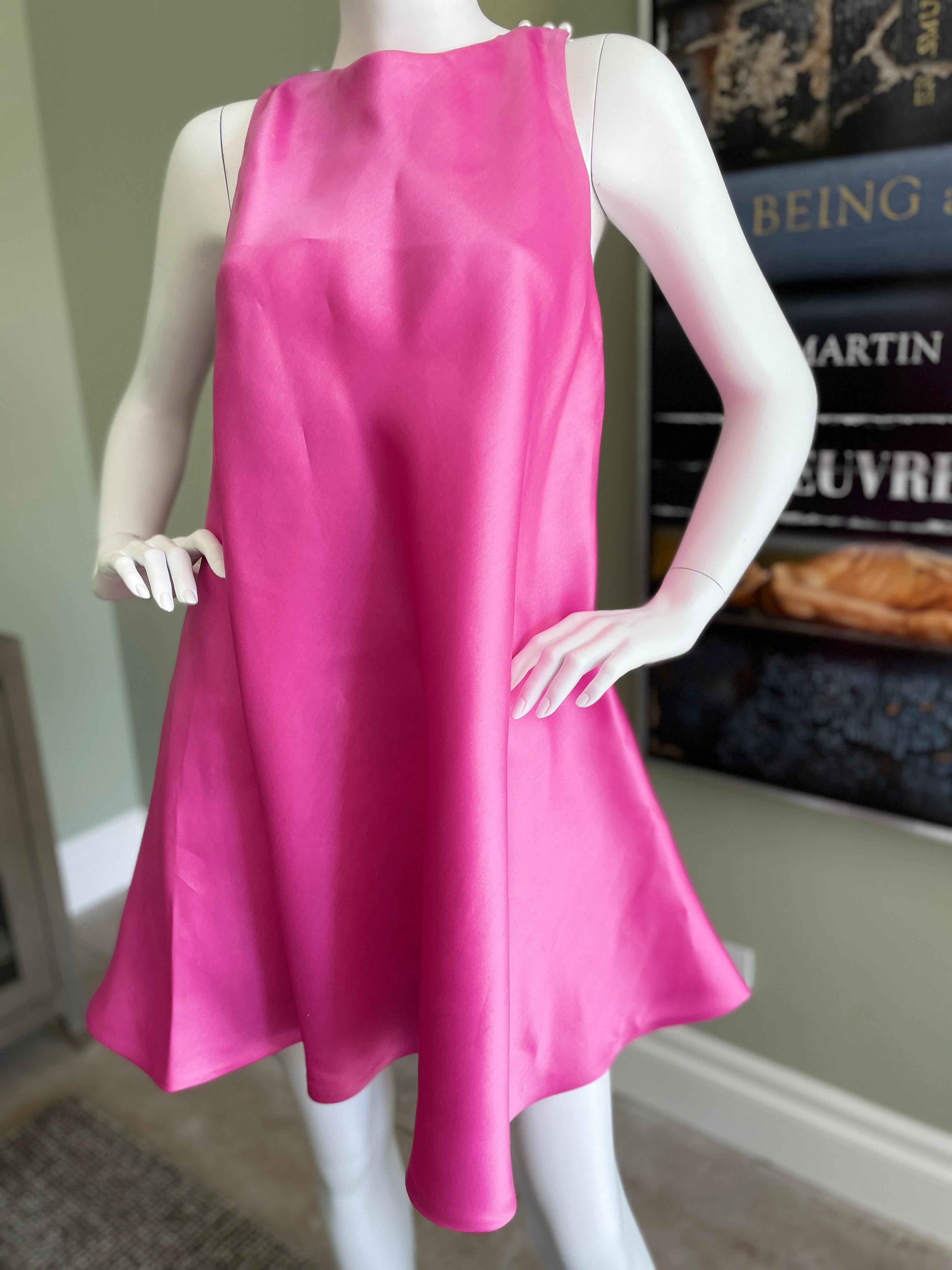 Women's Bill Blass 1980's Pink Silk Party Dress with Pearl Straps and Bow in Back For Sale