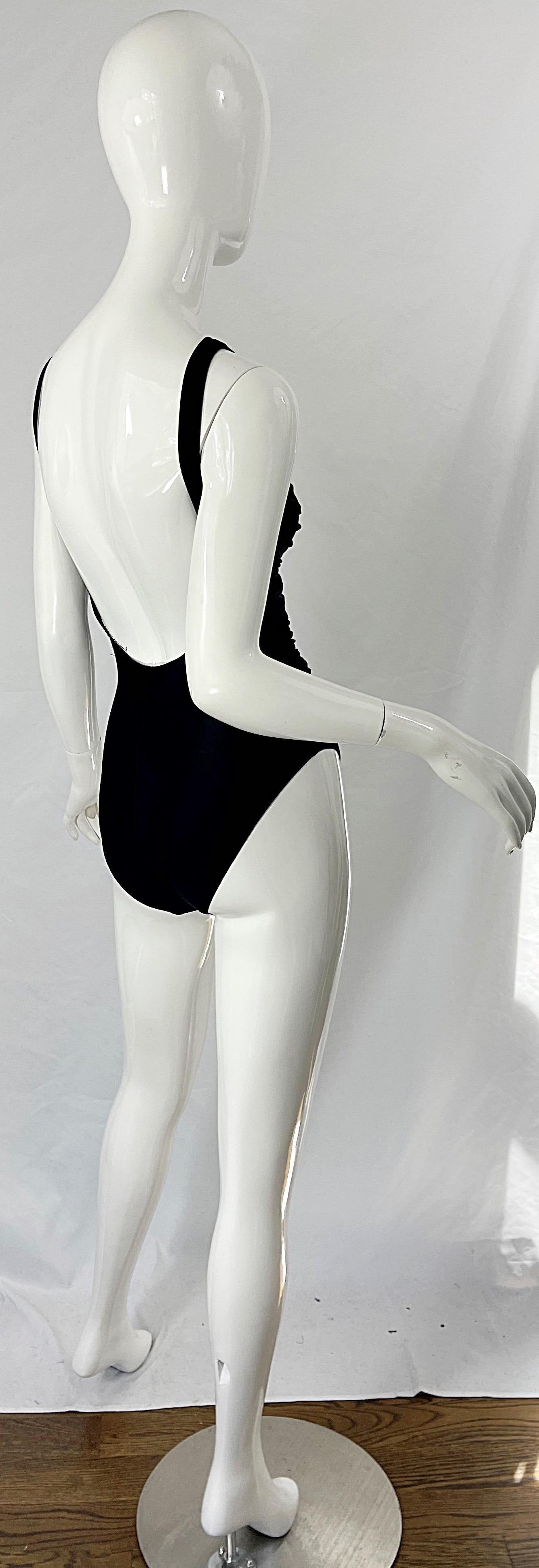 Bill Blass 1990er Schwarz Sexy Cut Out Größe 6 / 8 Einteiler 90er Badeanzug Bodysuit im Angebot 9