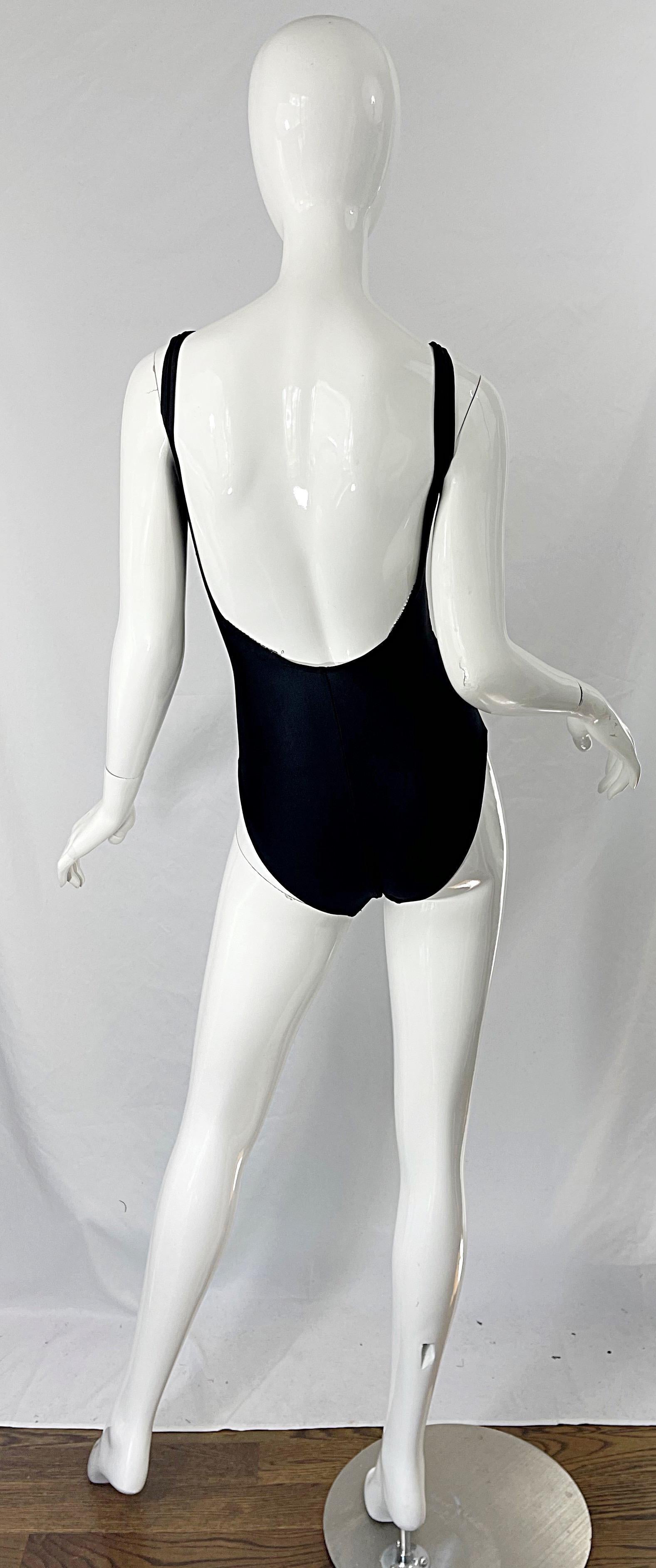 Bill Blass 1990er Schwarz Sexy Cut Out Größe 6 / 8 Einteiler 90er Badeanzug Bodysuit Damen im Angebot