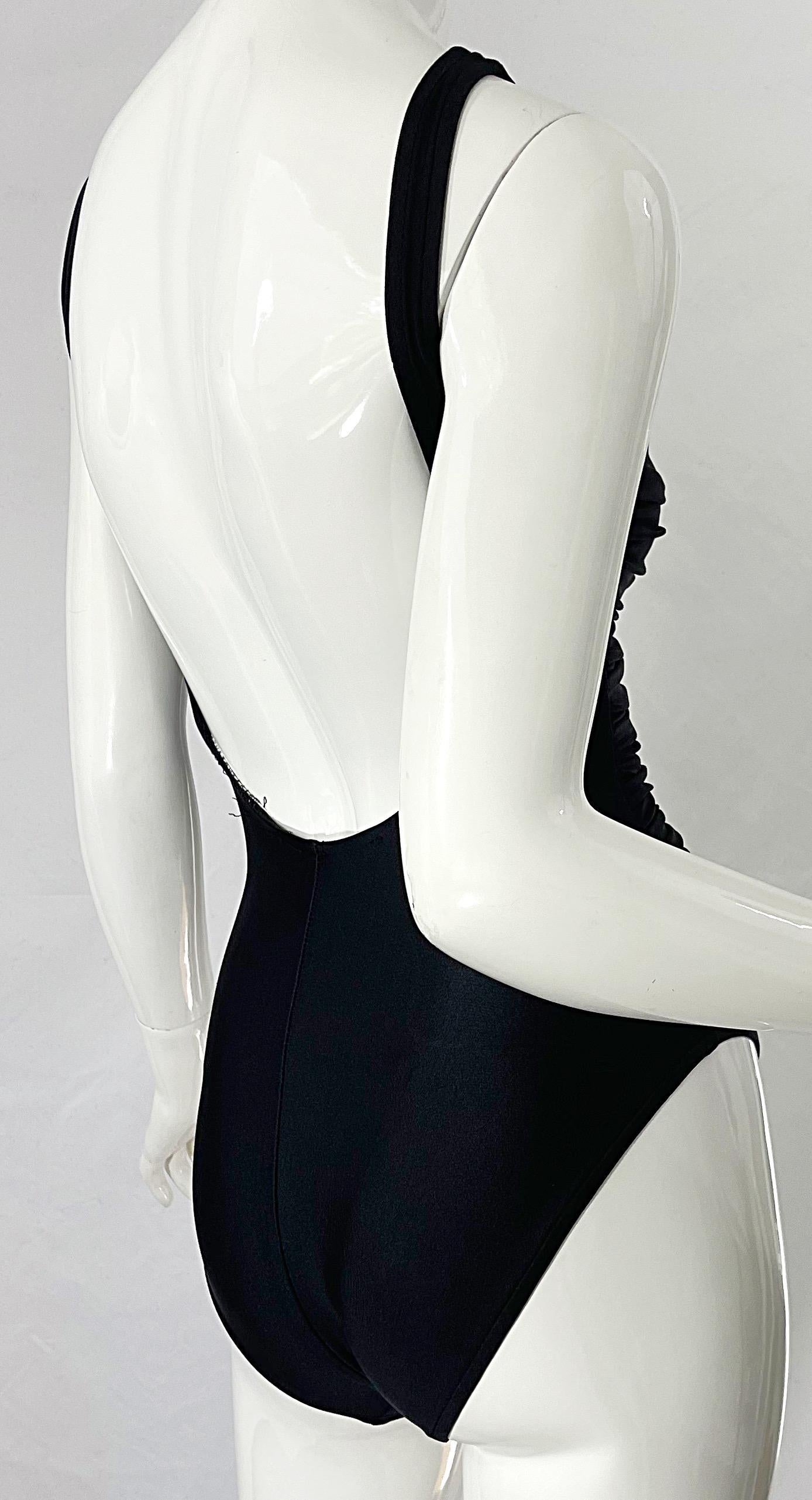 Bill Blass 1990er Schwarz Sexy Cut Out Größe 6 / 8 Einteiler 90er Badeanzug Bodysuit im Angebot 5