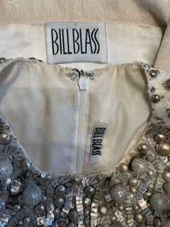 Bill Blass 1990s Does 1960s Size 6 Beaded Silk + Wool A Line Dress + Jacket Set