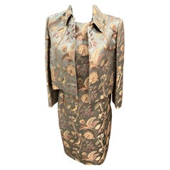 Bill Blass 2-piece Satin Sage Green Dress and Coat Set