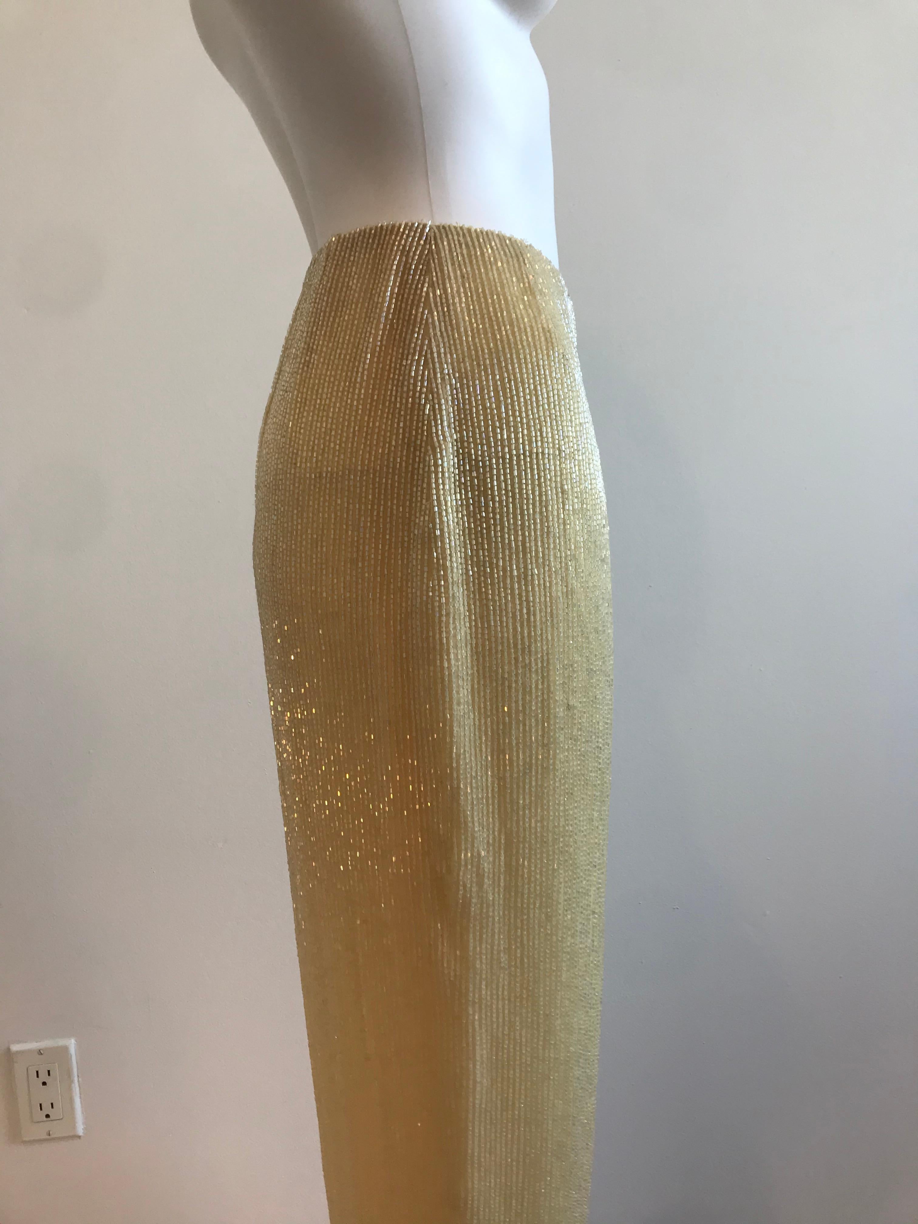 Women's Bill Blass Beaded Fringe Tassel Detail Skirt For Sale