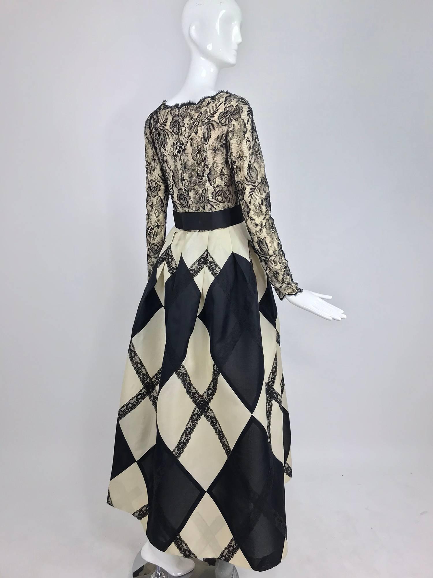 Women's Bill Blass black and off white Harlequin gown, 1994