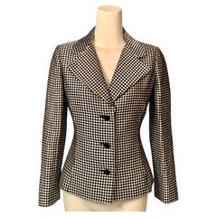 Giacca in seta Waffle a quadri bianchi e neri di Bill Blass, fine XX secolo