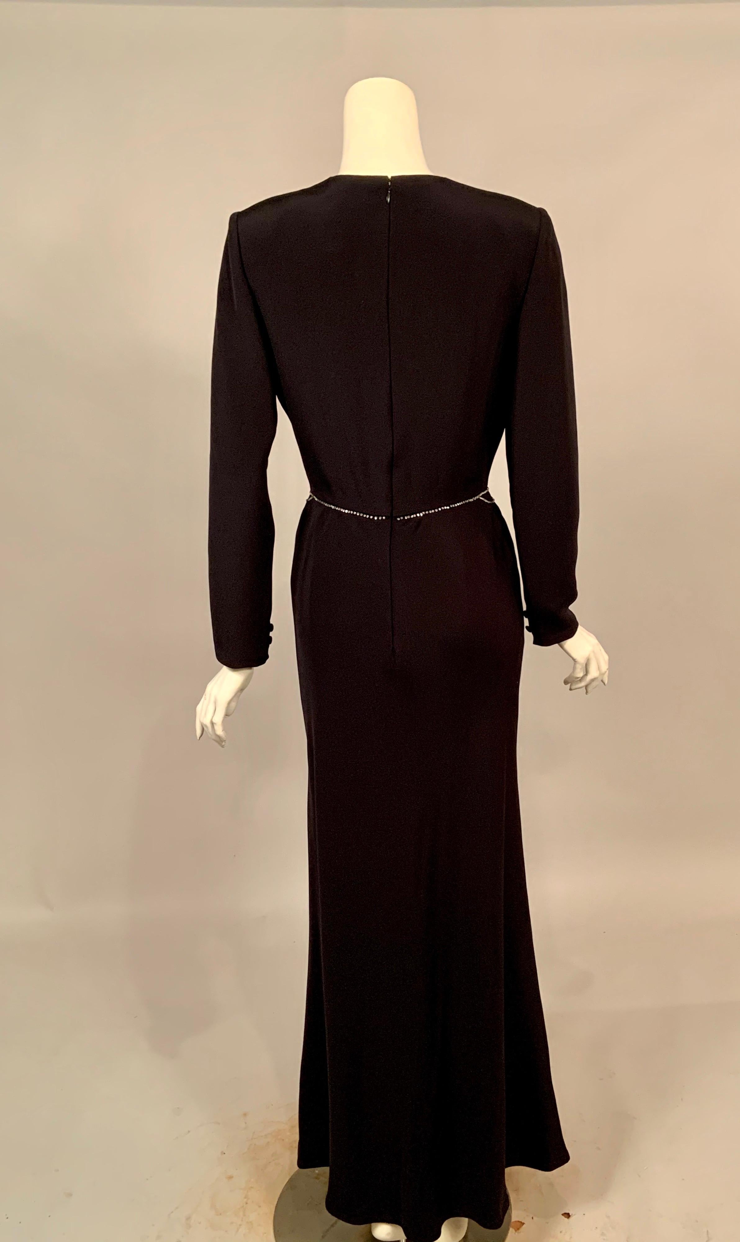 Bill Blass Black Silk Dress with Trompe l'oeil Beaded Belt and Original Tags  1