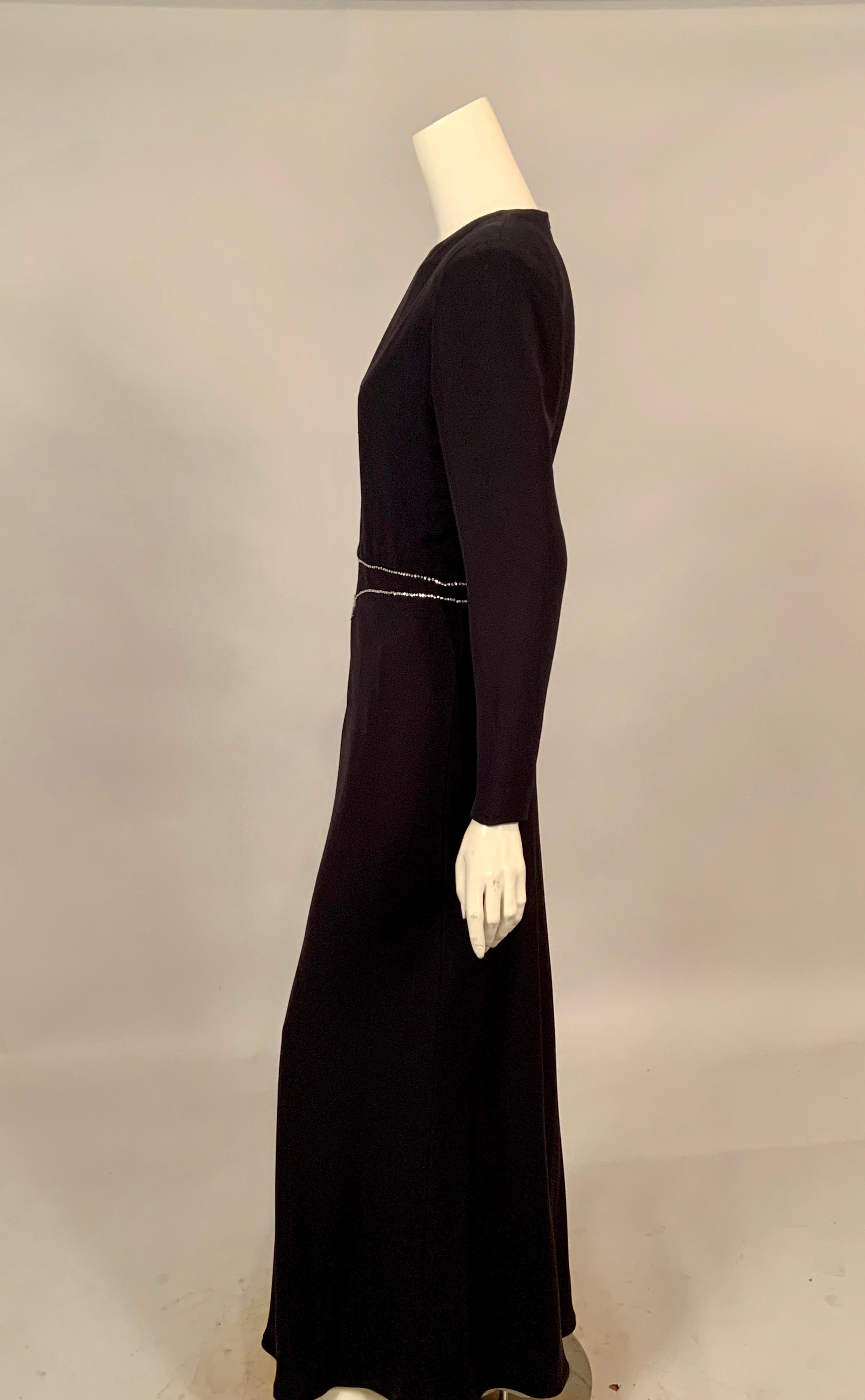 Bill Blass Black Silk Dress with Trompe l'oeil Beaded Belt and Original Tags  2