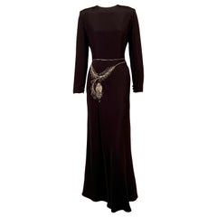 Bill Blass Black Silk Dress with Trompe l'oeil Beaded Belt and Original Tags 
