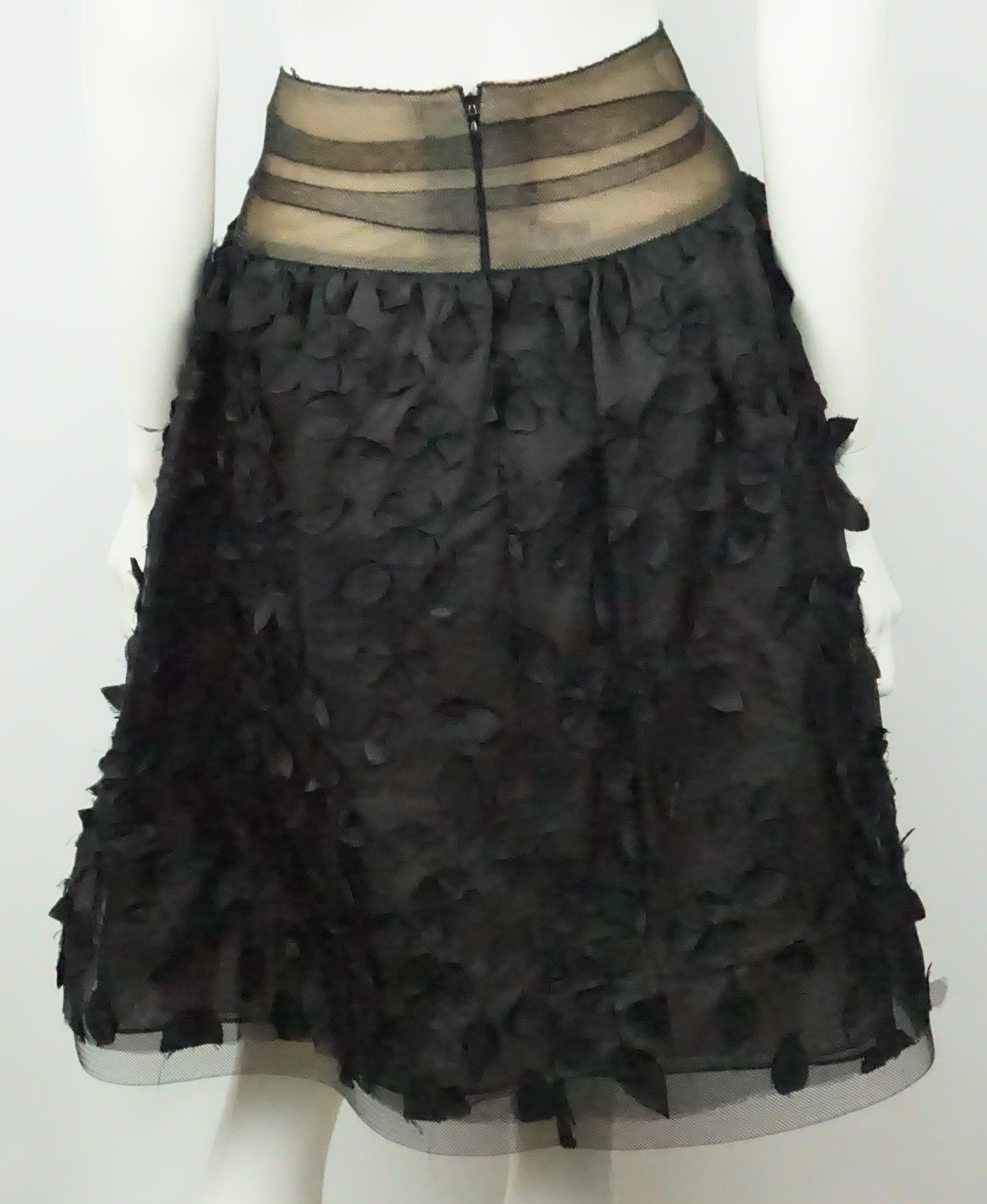 Nero Gonna in organza e tulle di seta nera Bill Blass taglia 8 in vendita