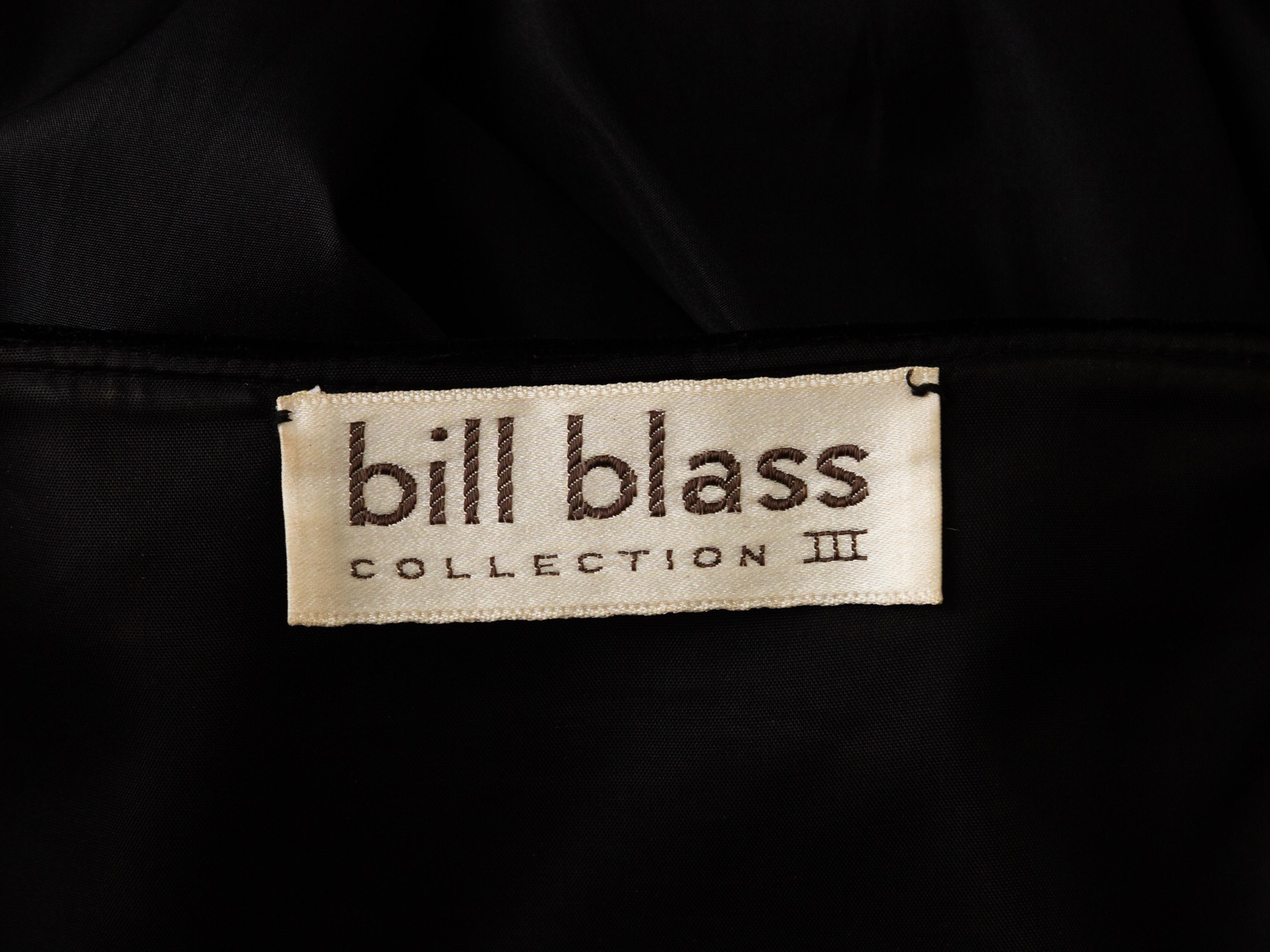 Women's Bill Blass Black Velvet & Taffeta Evening Dress