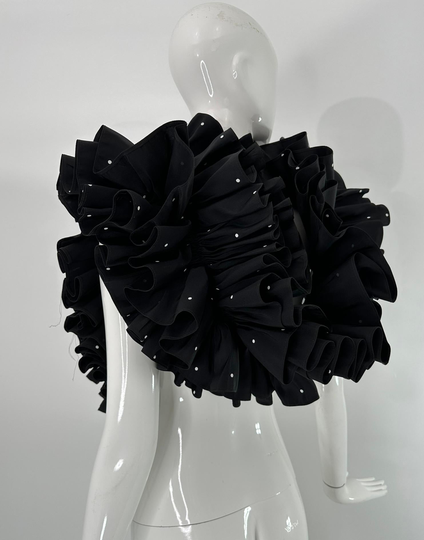Bill Blass Black & White Faille Mini Polka Dot Ruffle Evening Stole 1990s OSFM For Sale 6