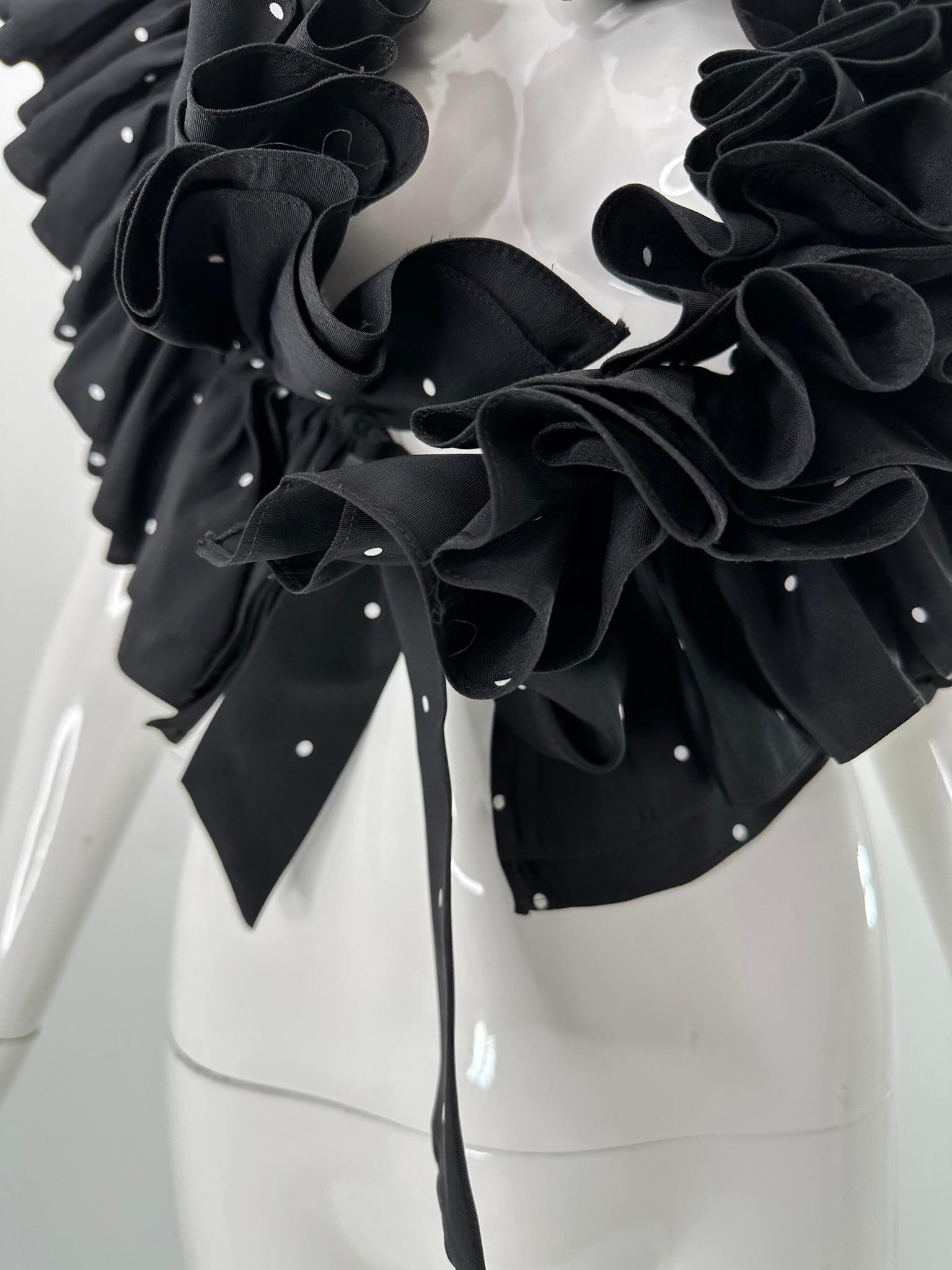 Bill Blass Black & White Faille Mini Polka Dot Ruffle Evening Stole 1990s OSFM For Sale 9