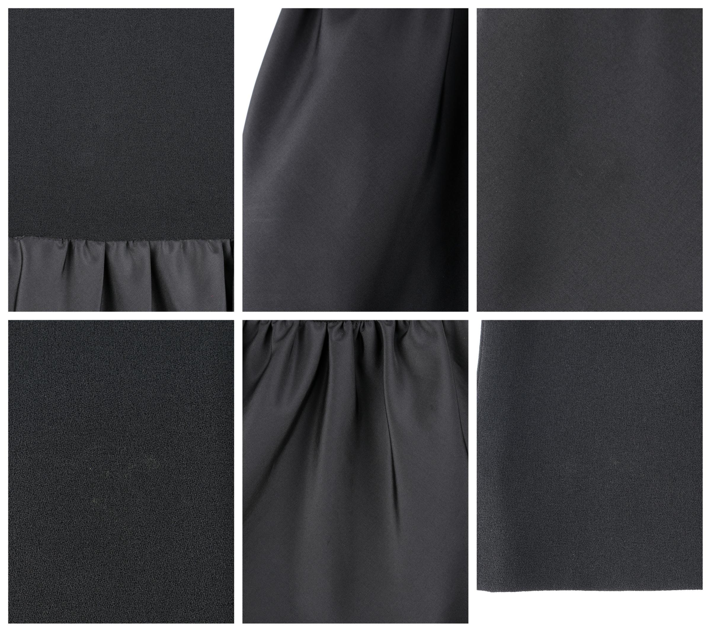 BILL BLASS c.1980's Black Crepe Dramatic Puff Sleeve Peplum Skirt Party Dress For Sale 1