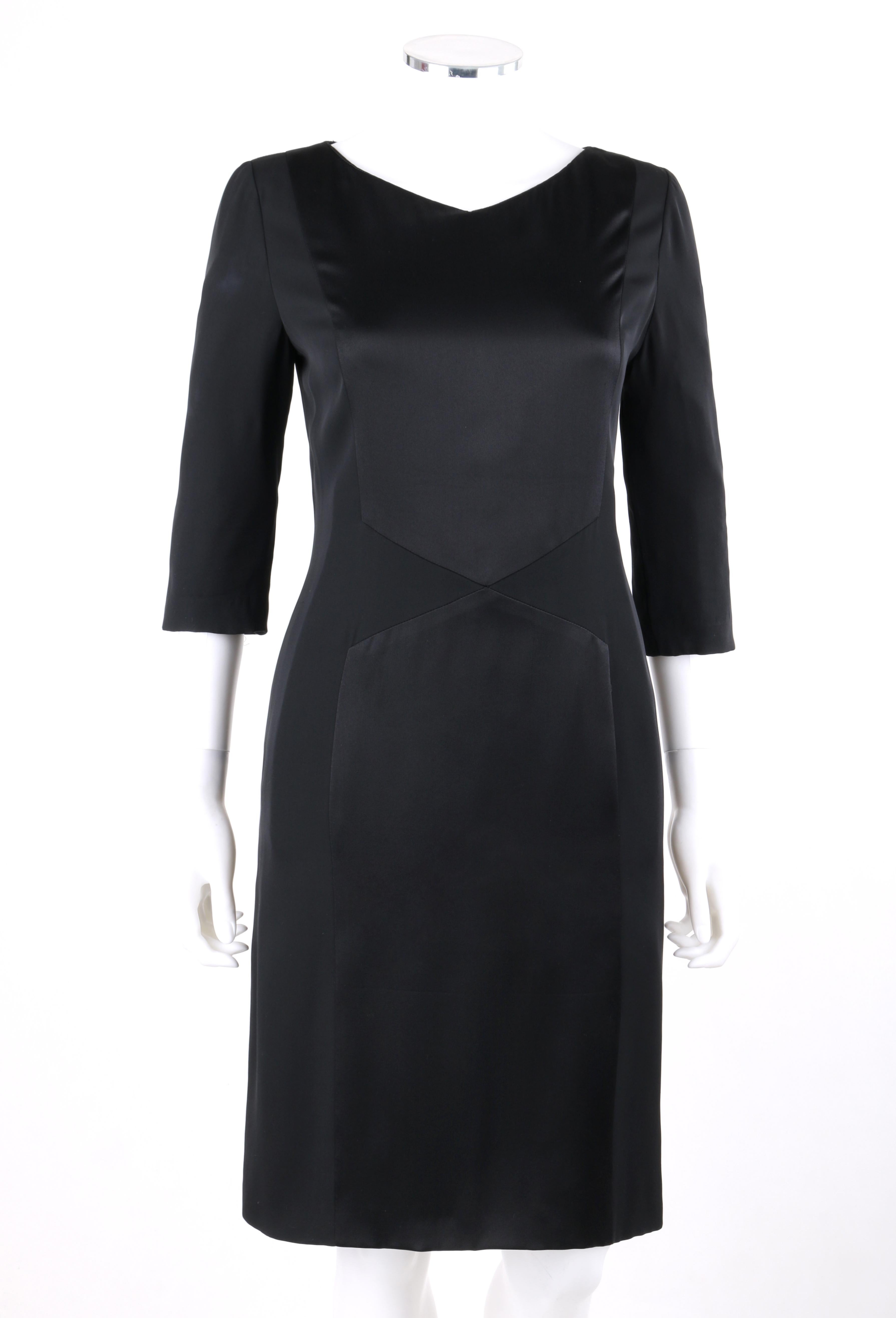 BILL BLASS c.1990's Black Two Tone Silk Shift Cocktail Dress In Good Condition In Thiensville, WI