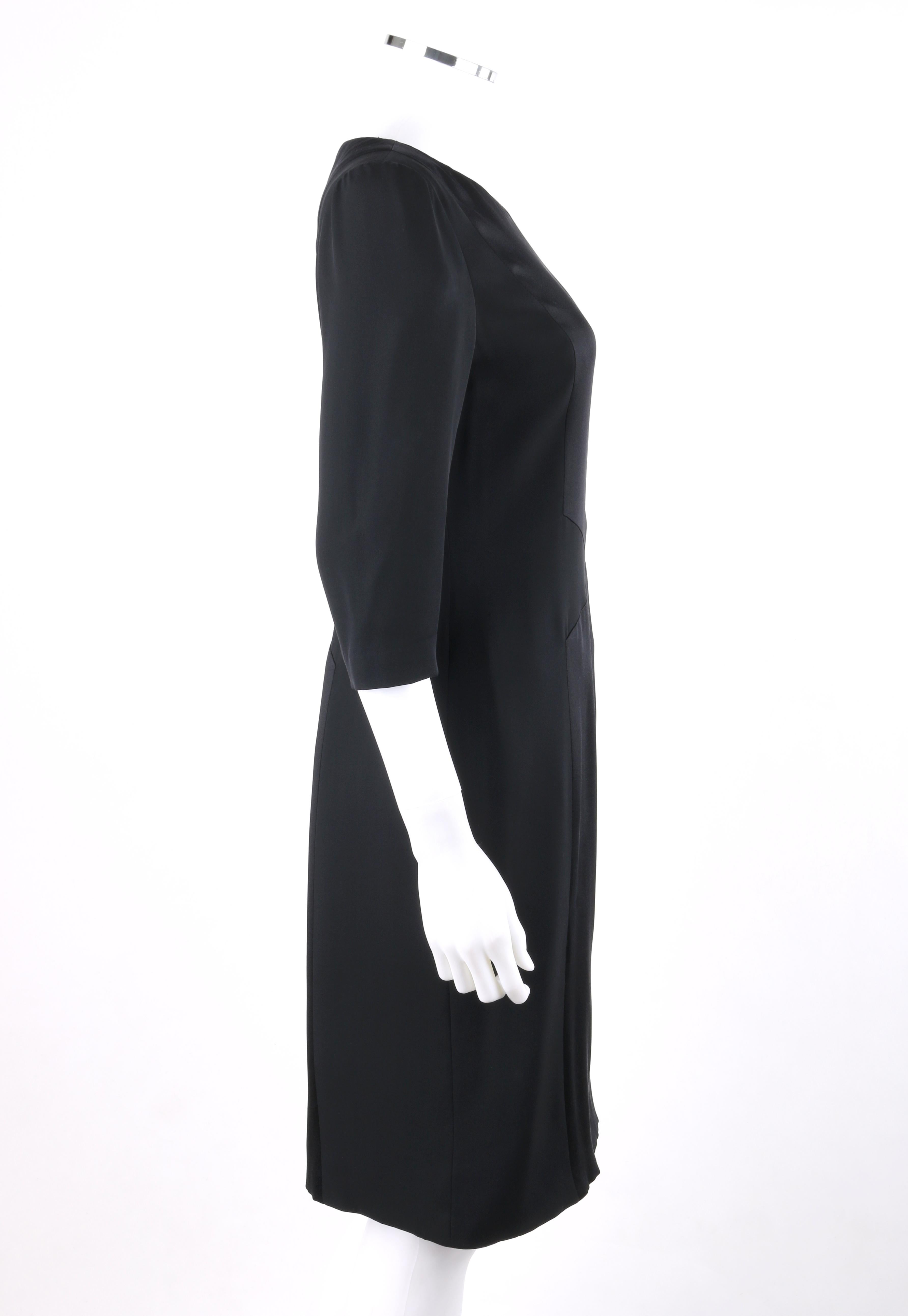 Women's BILL BLASS c.1990's Black Two Tone Silk Shift Cocktail Dress