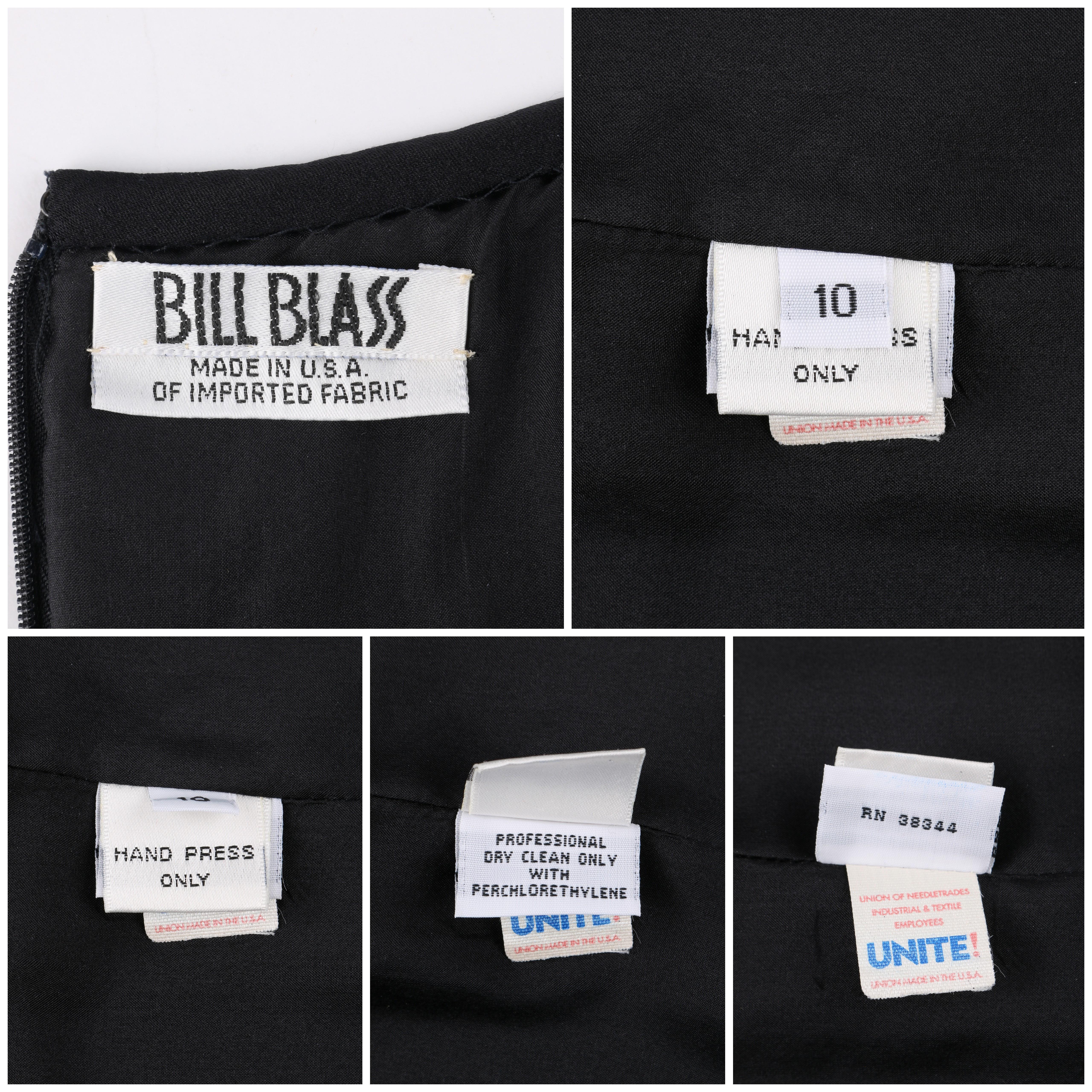 BILL BLASS c.1990's Black Two Tone Silk Shift Cocktail Dress 3