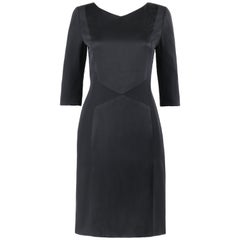 BILL BLASS c.1990
s Black Two Tone Silk Shift Cocktail Dress