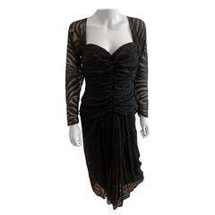 Vintage Bill Blass Chiffon Ruched Midi Dress