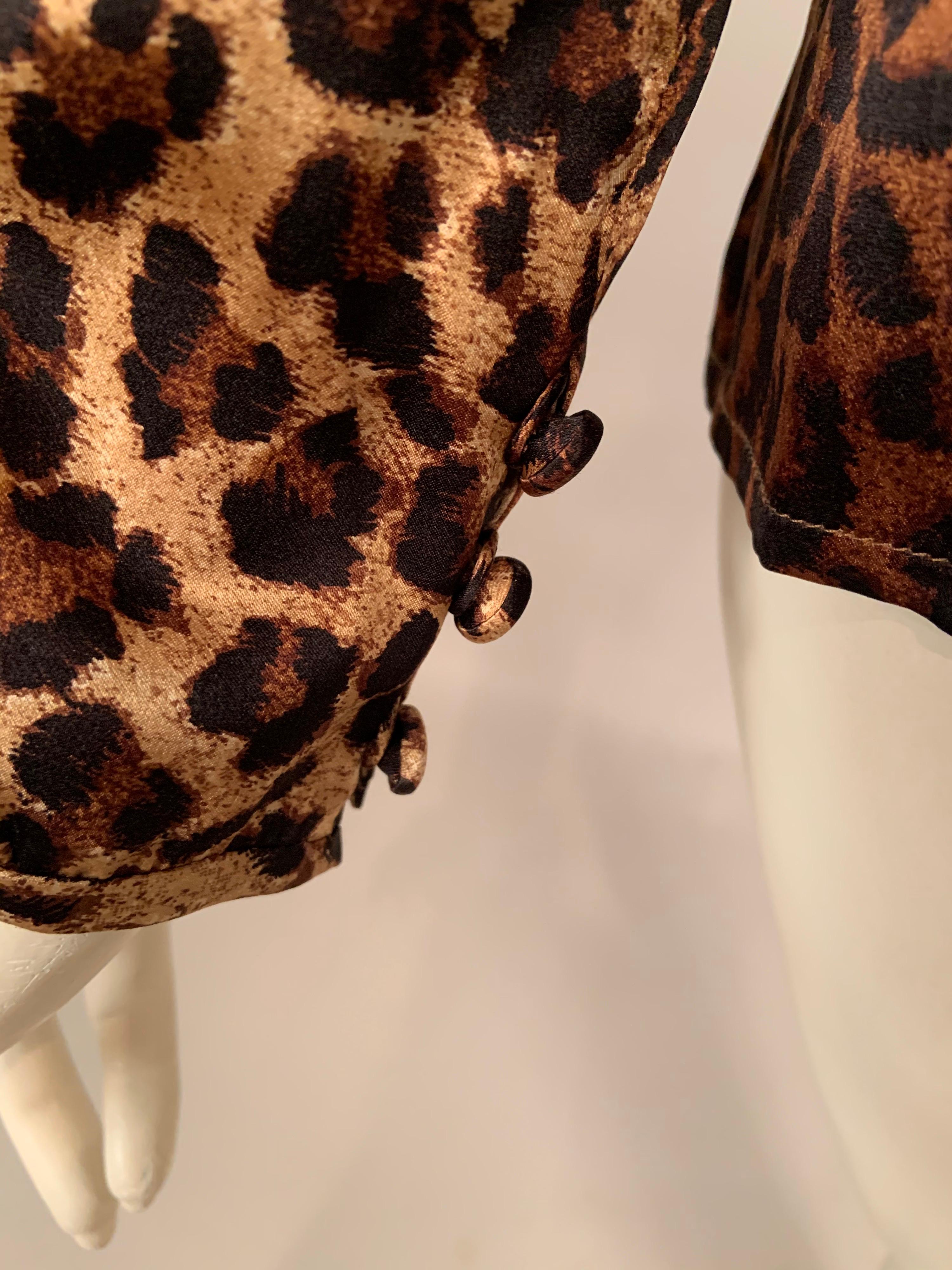 Bill Blass Classic Leopard Print Silk Blouse In Excellent Condition For Sale In New Hope, PA