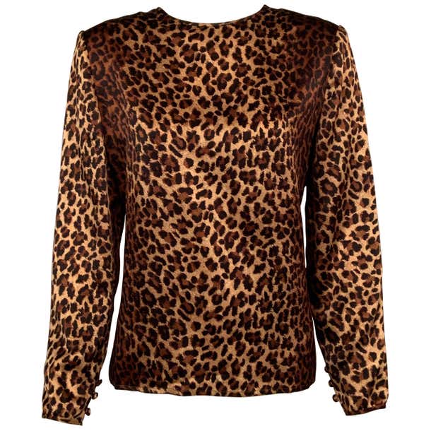 Bill Blass Classic Leopard Print Silk Blouse For Sale at 1stDibs ...