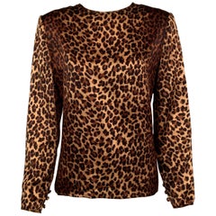 Bill Blass Classic Leopard Print Silk Blouse