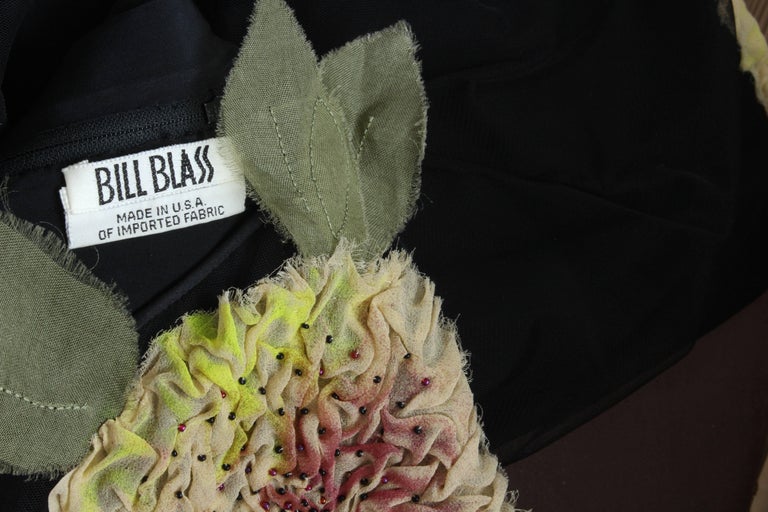 Bill Blass Cocktail Dress with Bold Floral Applique LBD Sz 10 Vintage  For Sale 7